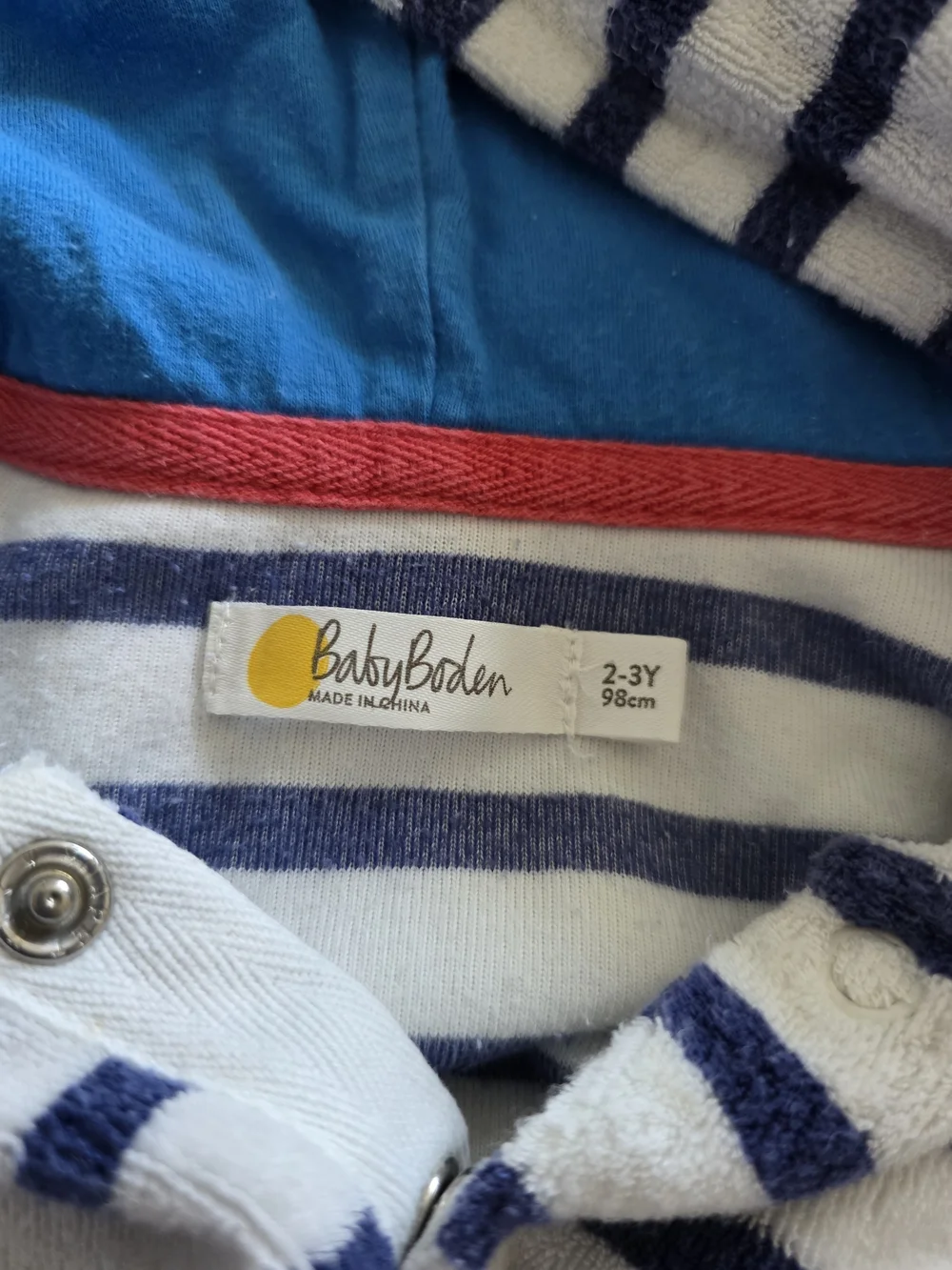 Baby Boden Blue & White Striped Hooded Swim Poncho with Whale Appliqué
